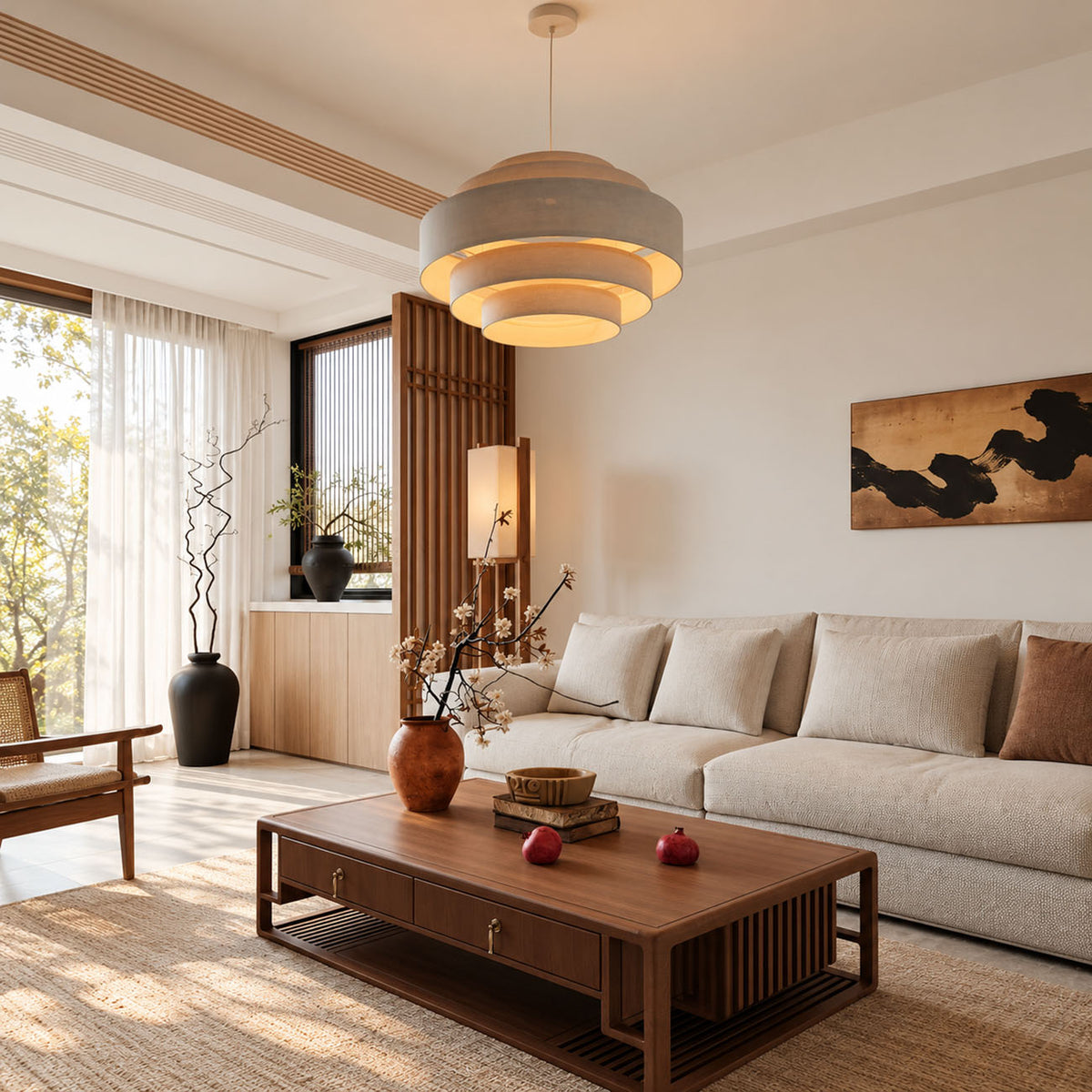 Elara Tiered Fabric Pendant Light