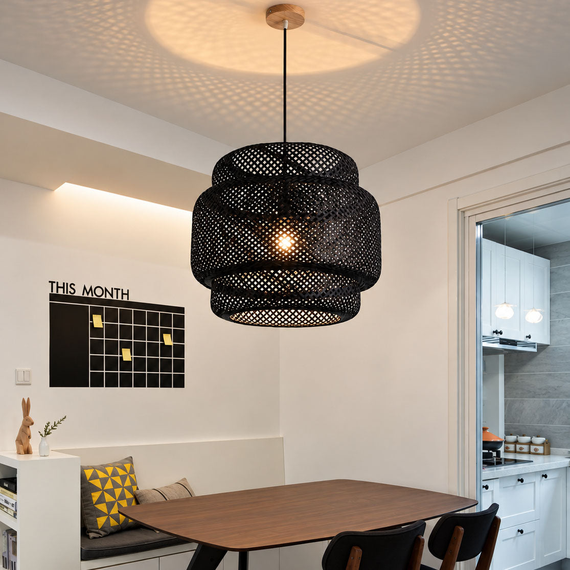 Handwoven Black Bamboo Pendant Light