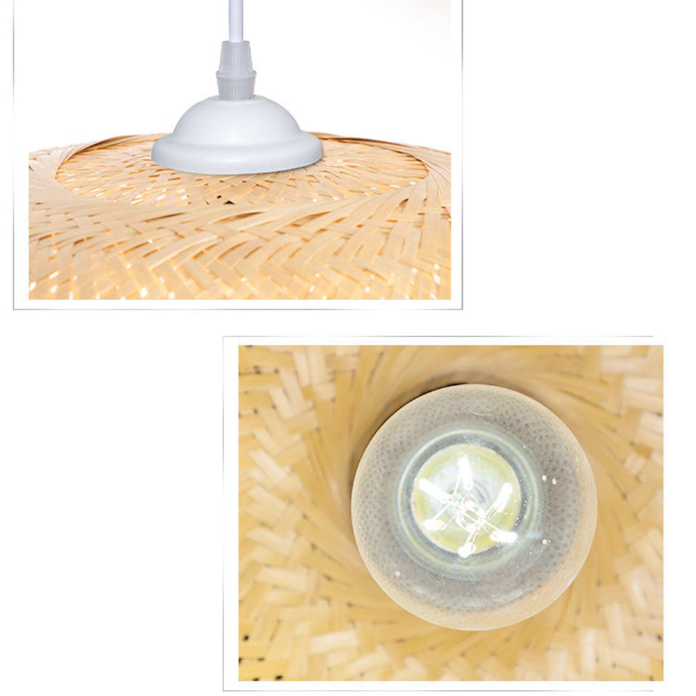 Handwoven Bamboo Pendant Light – Boho Woven Hanging Lamp