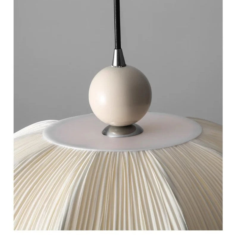 Vintage Fabric Pendant Light – Scalloped Flower Shade Dining Room Lighting