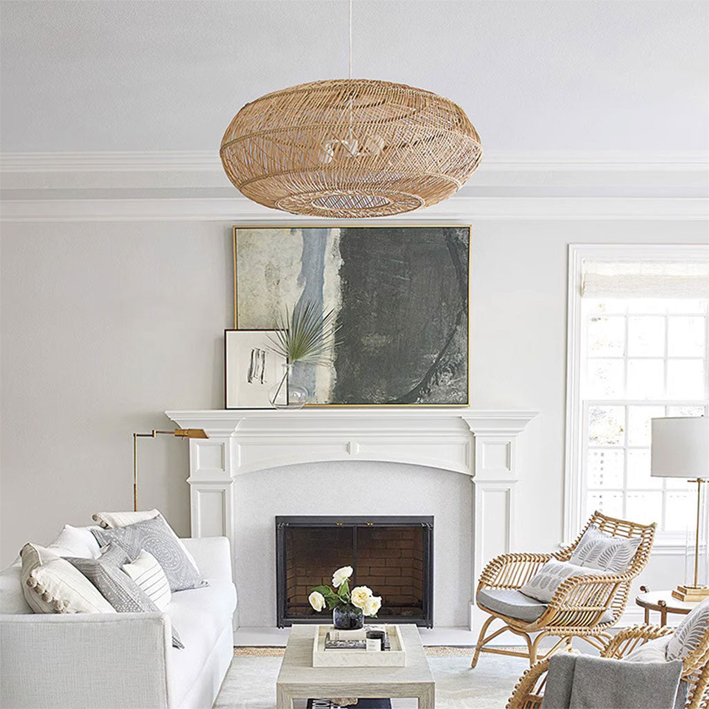 boho rattan pendant light, rattan lampshade