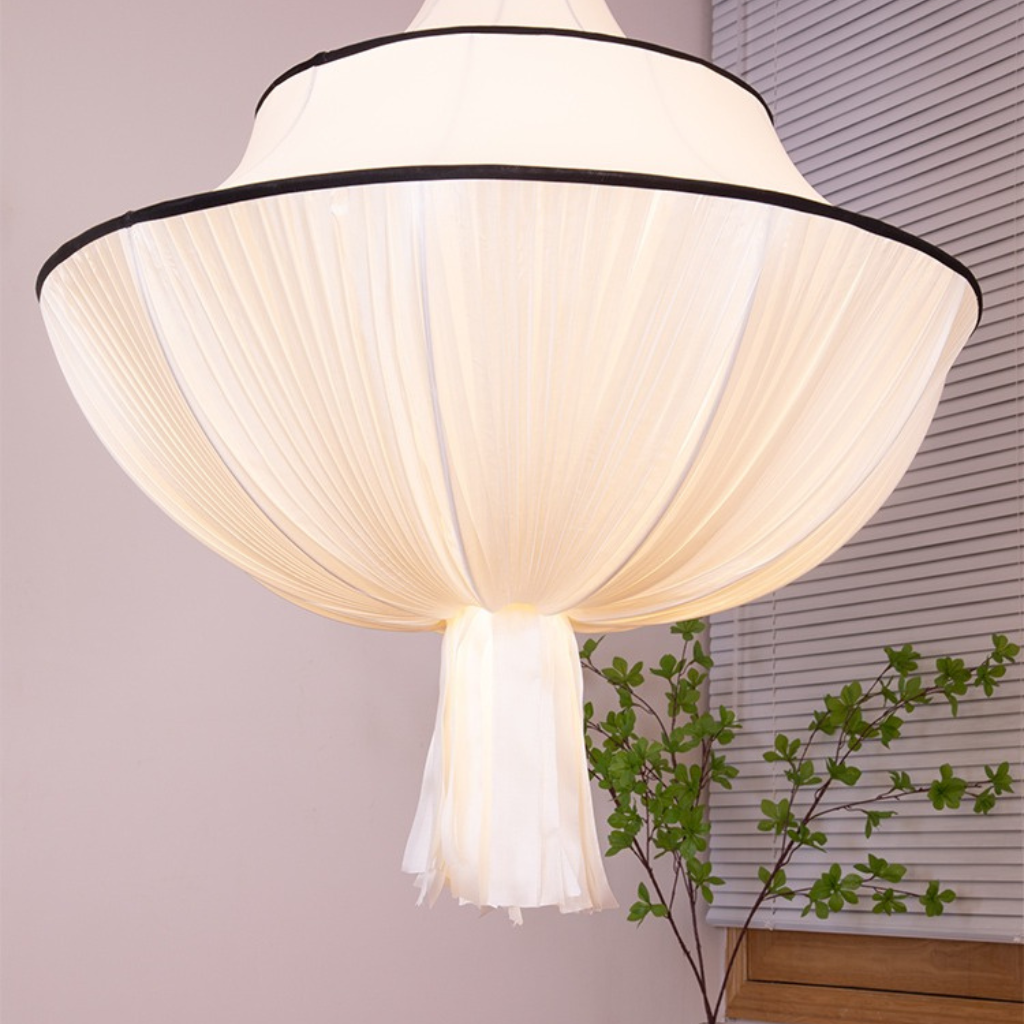 white fabric pendant light