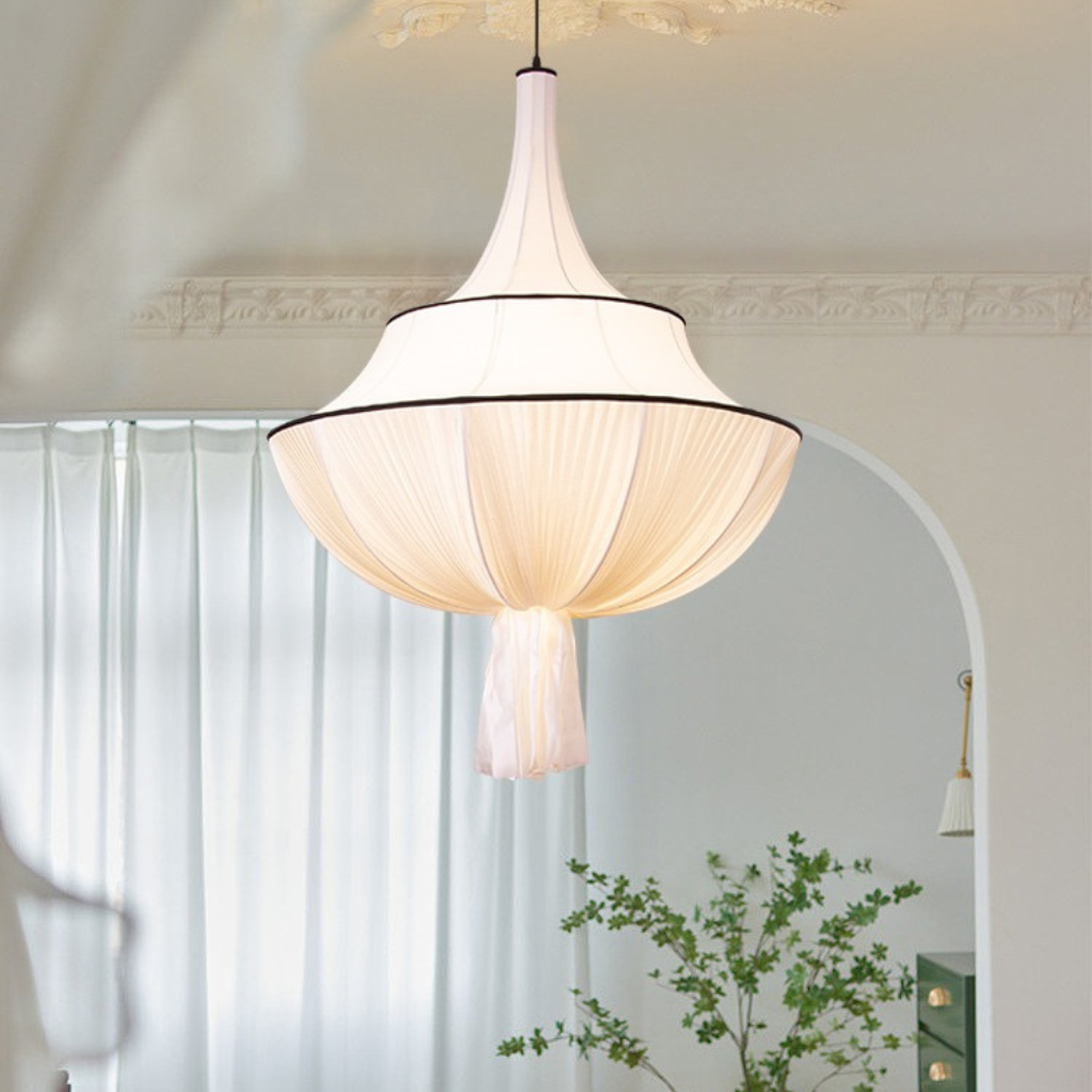 white fabric pendant light