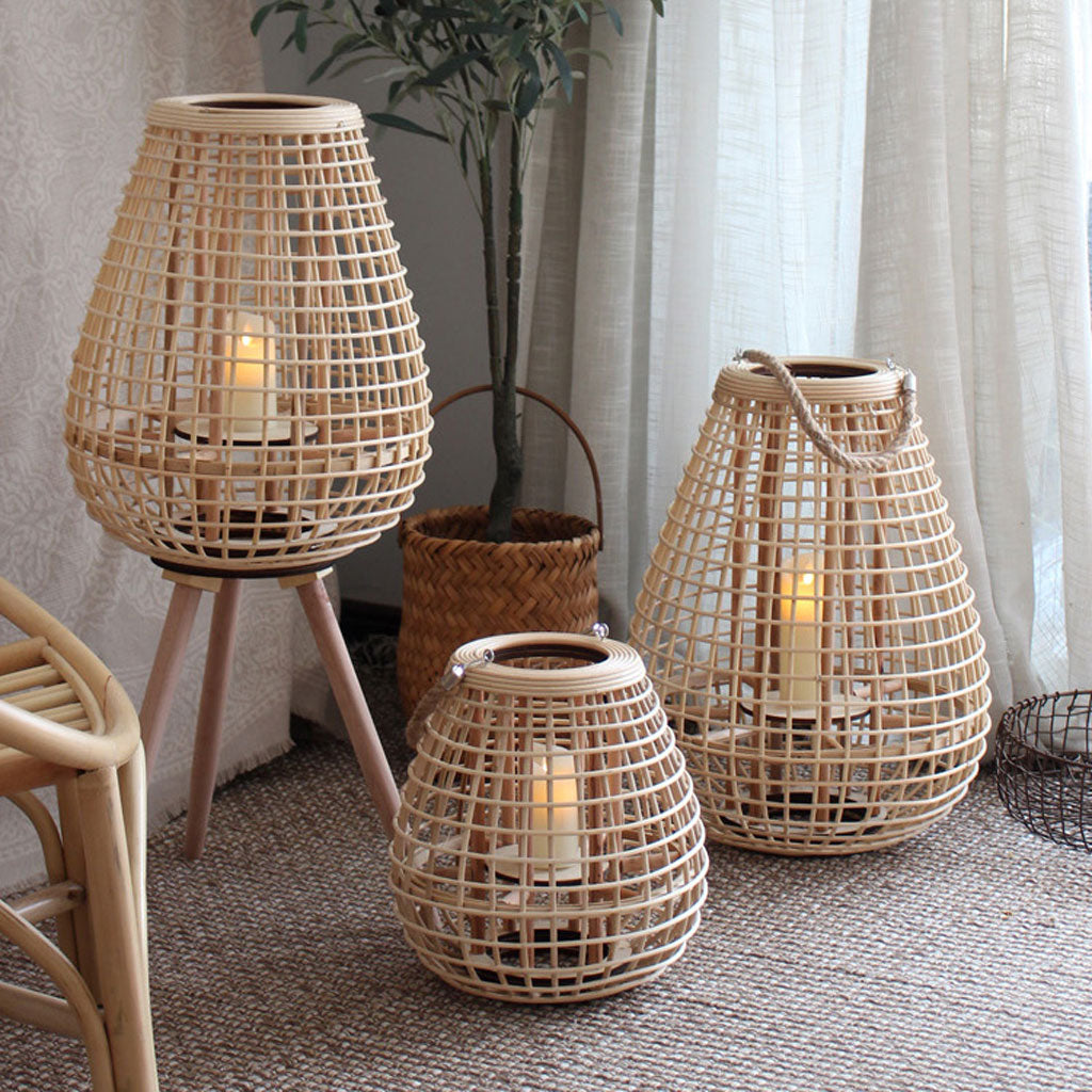 Rattan Floor Lamp, Candlesick Holder