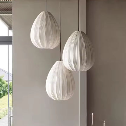 Pleated Fabric Pendant Light – Modern Japanese Wabi Sabi Hanging Lamp