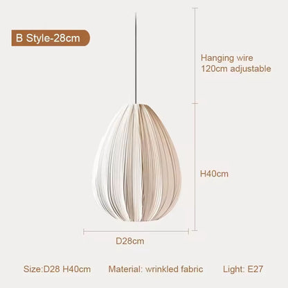 Pleated Fabric Pendant Light – Modern Japanese Wabi Sabi Hanging Lamp