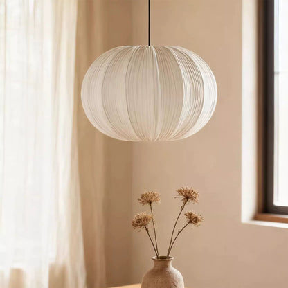 Pleated Fabric Pendant Light – Modern Japanese Wabi Sabi Hanging Lamp