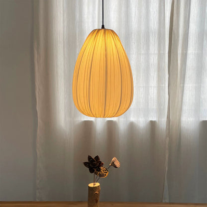 Pleated Fabric Pendant Light – Modern Japanese Wabi Sabi Hanging Lamp