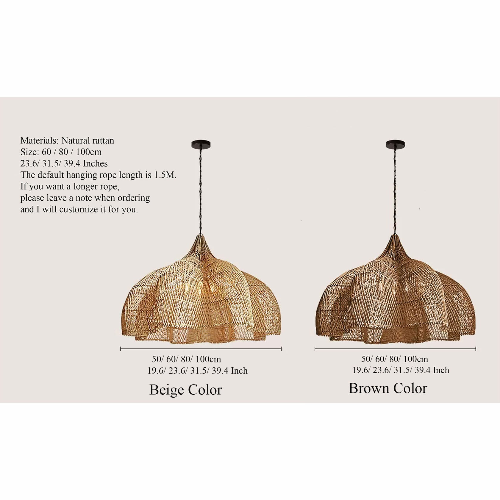 19.7" Boho Rattan Chandelier With Fabric Shade - 4-Light Adjustable Pendant For Dining Room, Bedroom, Kitchen