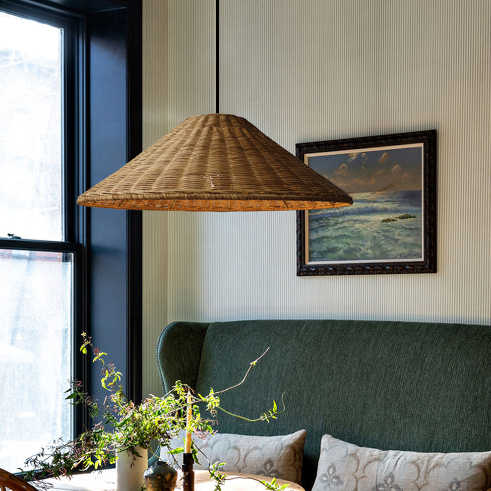 Conical Rattan Shade Cone Rattan Pendant Light | Multiple Sizes – indochinadecor