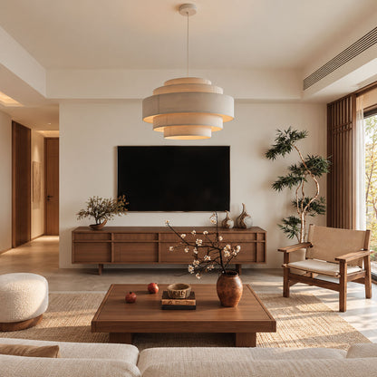 Modern Tiered Fabric Pendant Light – Japandi Ceiling Lighting