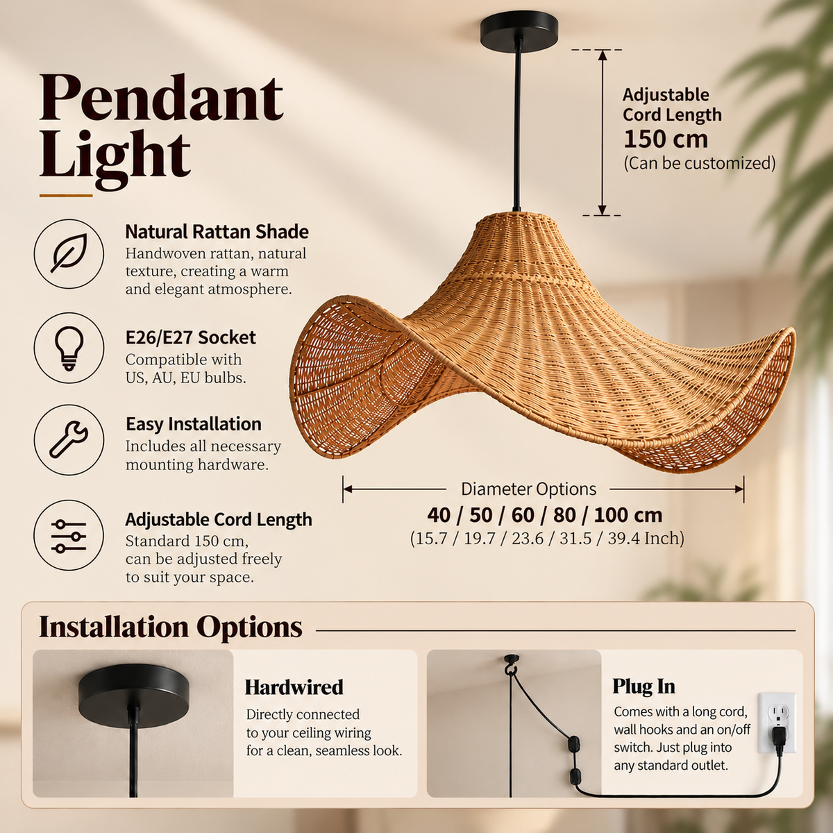 Elowen Rattan Pendant Light
