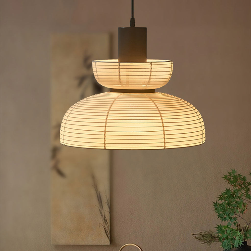Fabric wabi-sabi pendant lights, Linen japandi chandelier, Japanese si ...