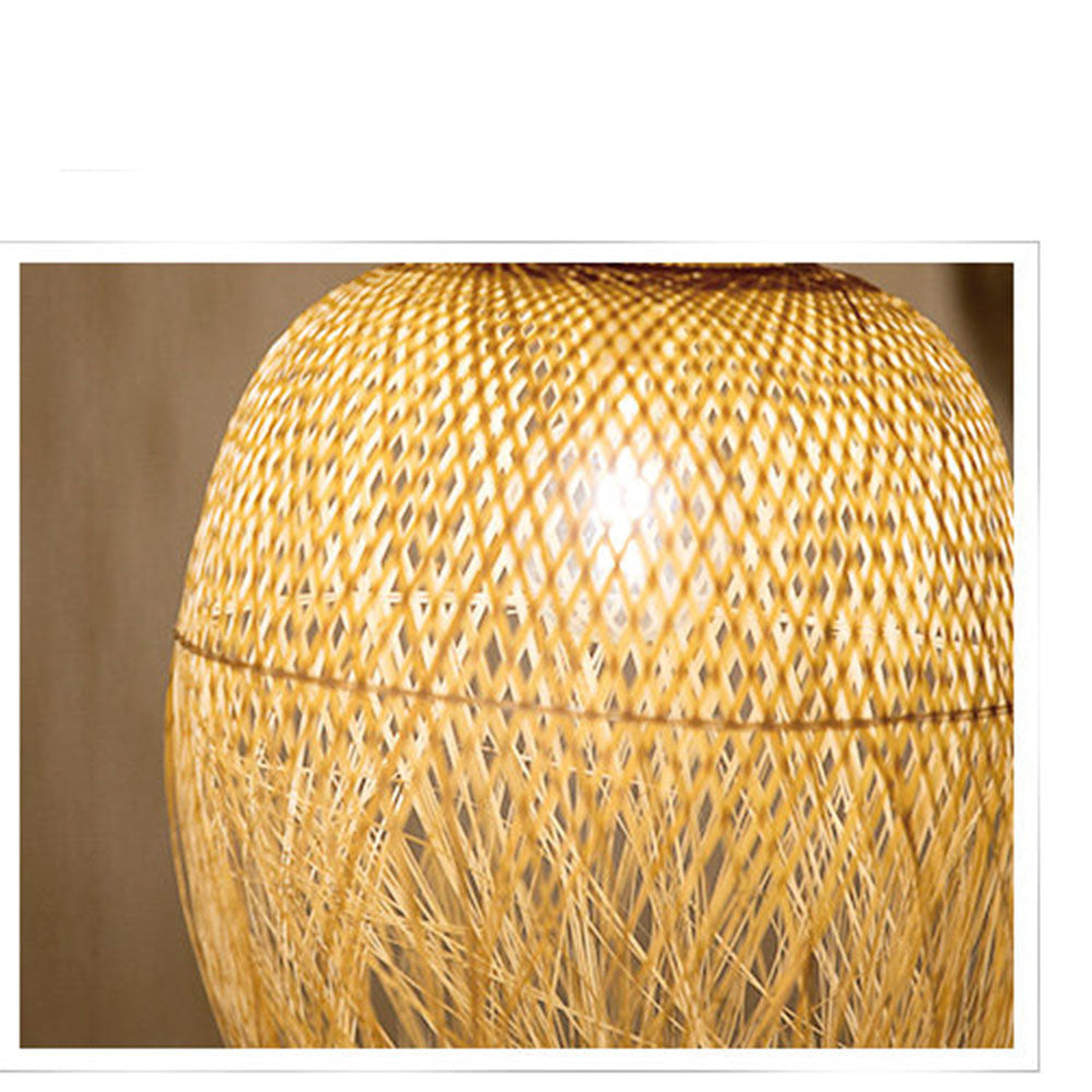 Handwoven Bamboo Pendant Light – Boho Woven Hanging Lamp
