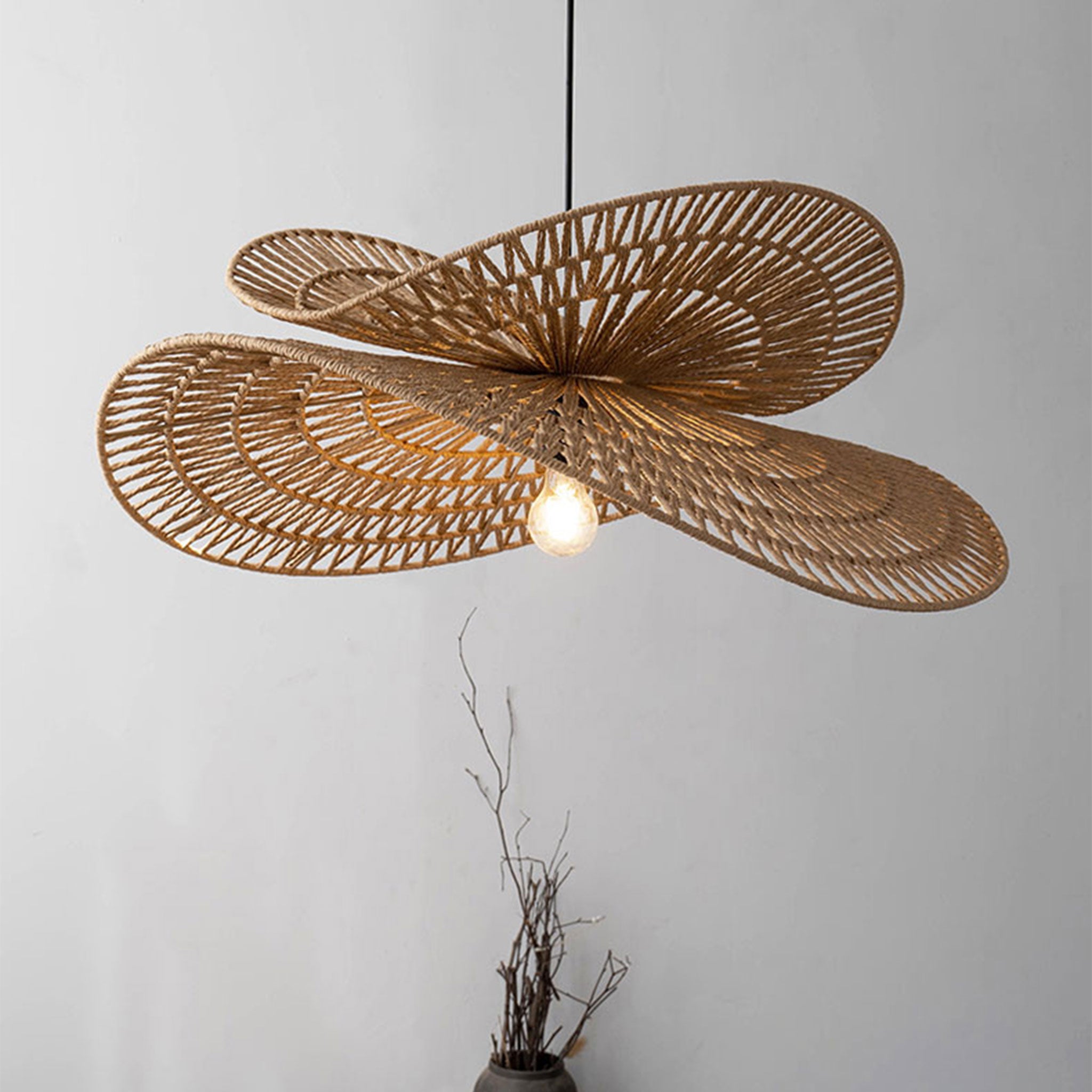 Flower Rattan Pendant Light - Unique Woven Design – indochinadecor