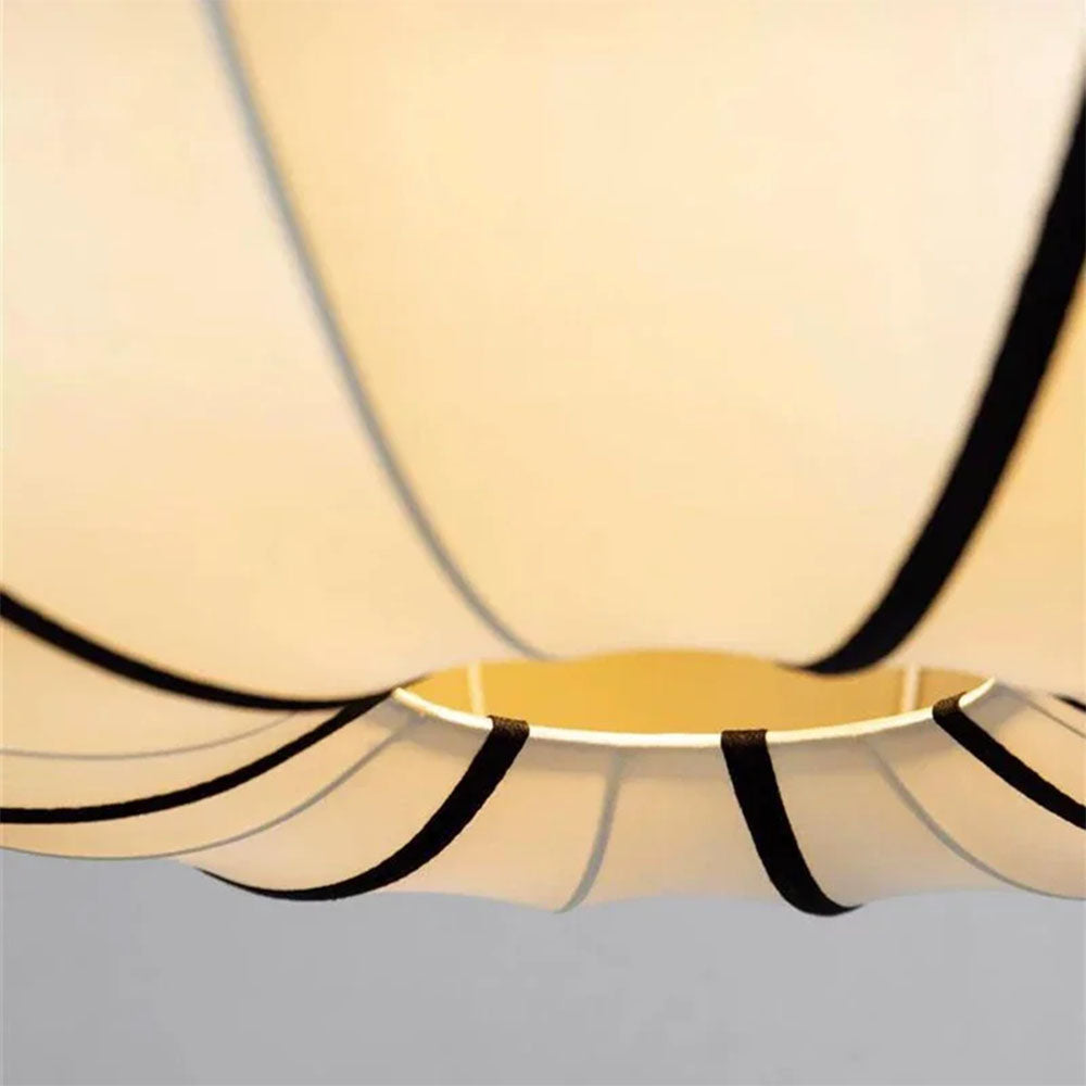 Japanese Lantern Pendant Light – Modern Wabi Sabi Fabric Hanging Lamp