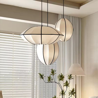 Japanese Lantern Pendant Light – Modern Wabi Sabi Fabric Hanging Lamp