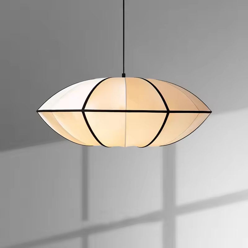 Japanese Lantern Pendant Light – Modern Wabi Sabi Fabric Hanging Lamp
