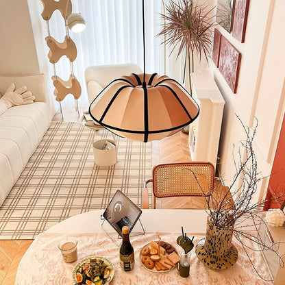 Japanese Lantern Pendant Light – Modern Wabi Sabi Fabric Hanging Lamp