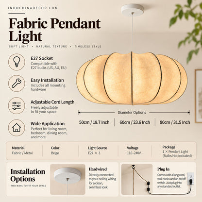 Japanese Wabi Sabi Fabric Pendant Light