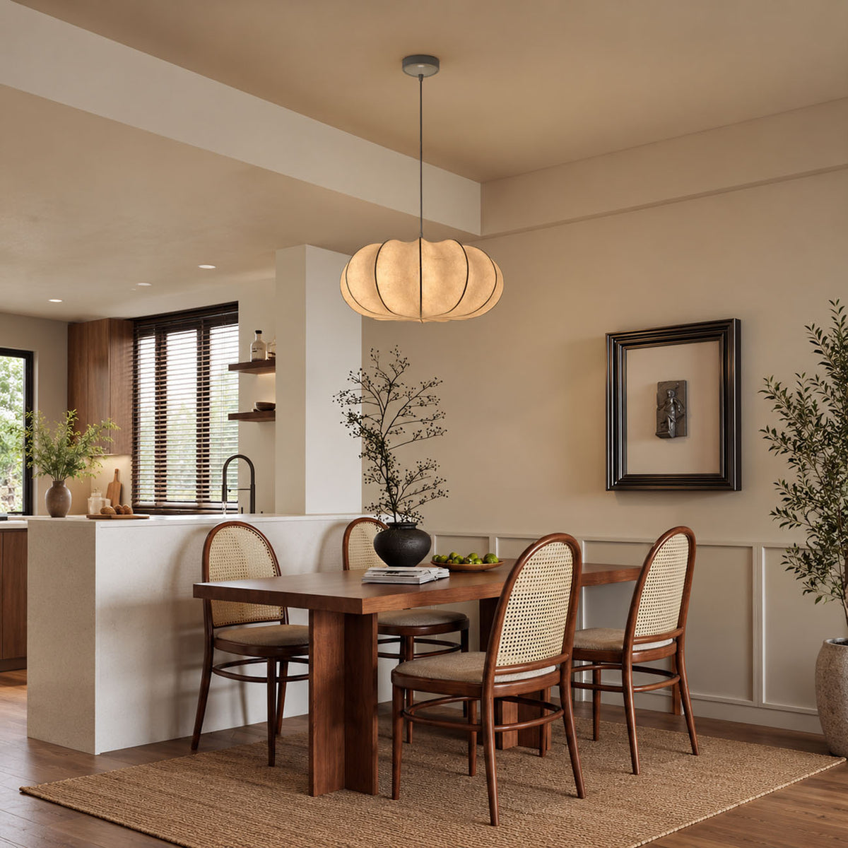 Japanese Wabi Sabi Fabric Pendant Light