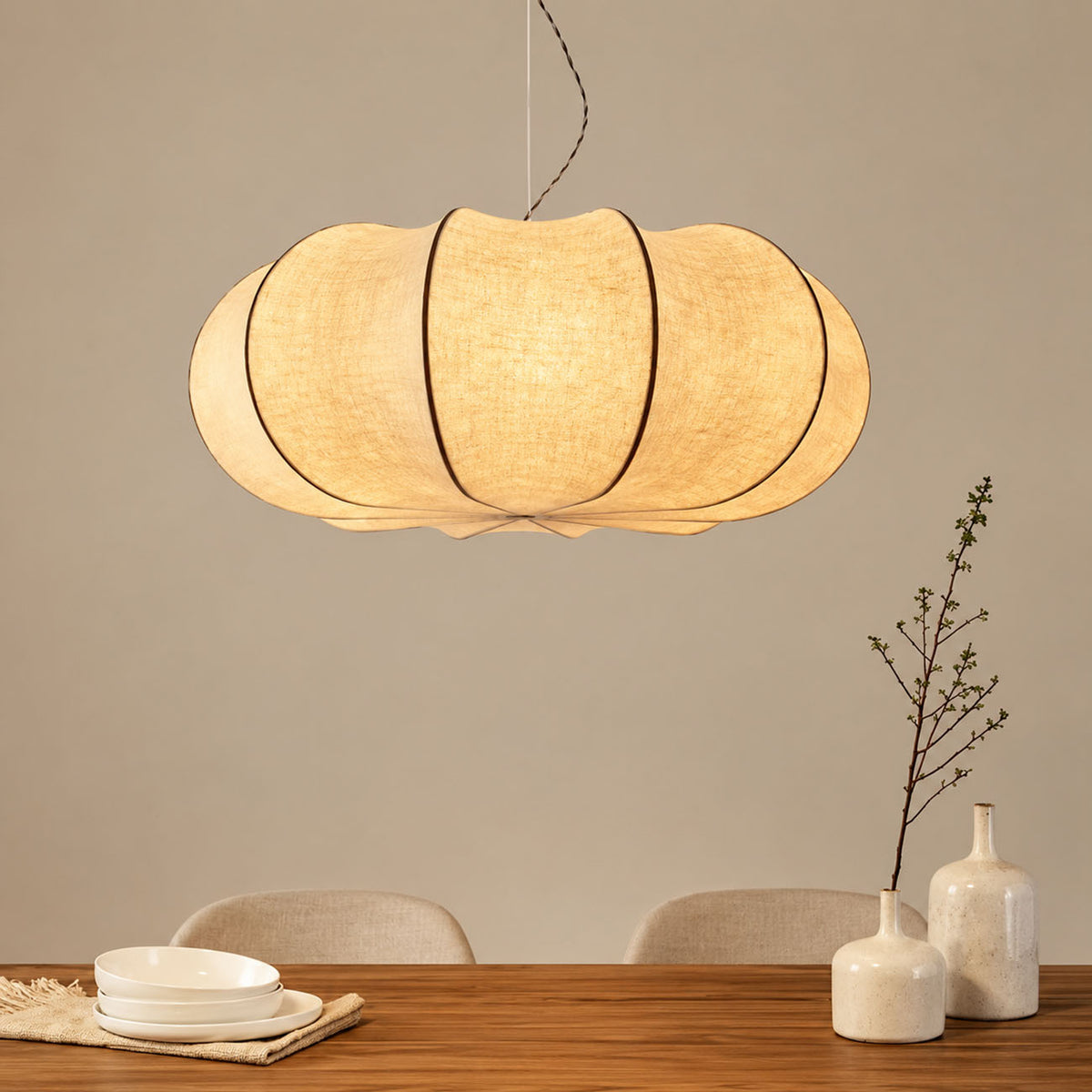 Japanese Wabi Sabi Fabric Pendant Light