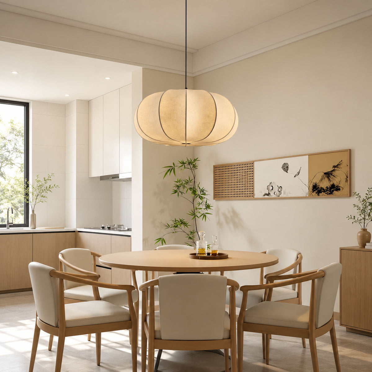 Japanese Wabi Sabi Fabric Pendant Light