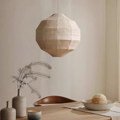 Linen Pendant Light – Japanese Wabi Sabi Lantern Hanging Lamp