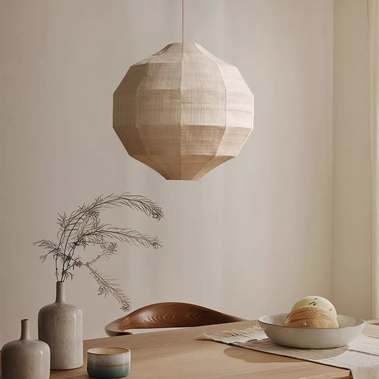 Linen Pendant Light – Japanese Wabi Sabi Lantern Hanging Lamp