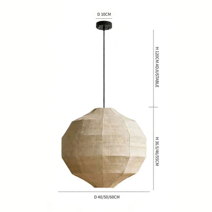 Linen Pendant Light – Japanese Wabi Sabi Lantern Hanging Lamp