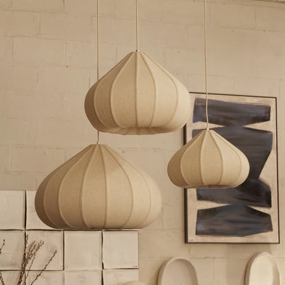 Linen Pendant Light – Wabi Sabi Japandi Petal Hanging Lamp