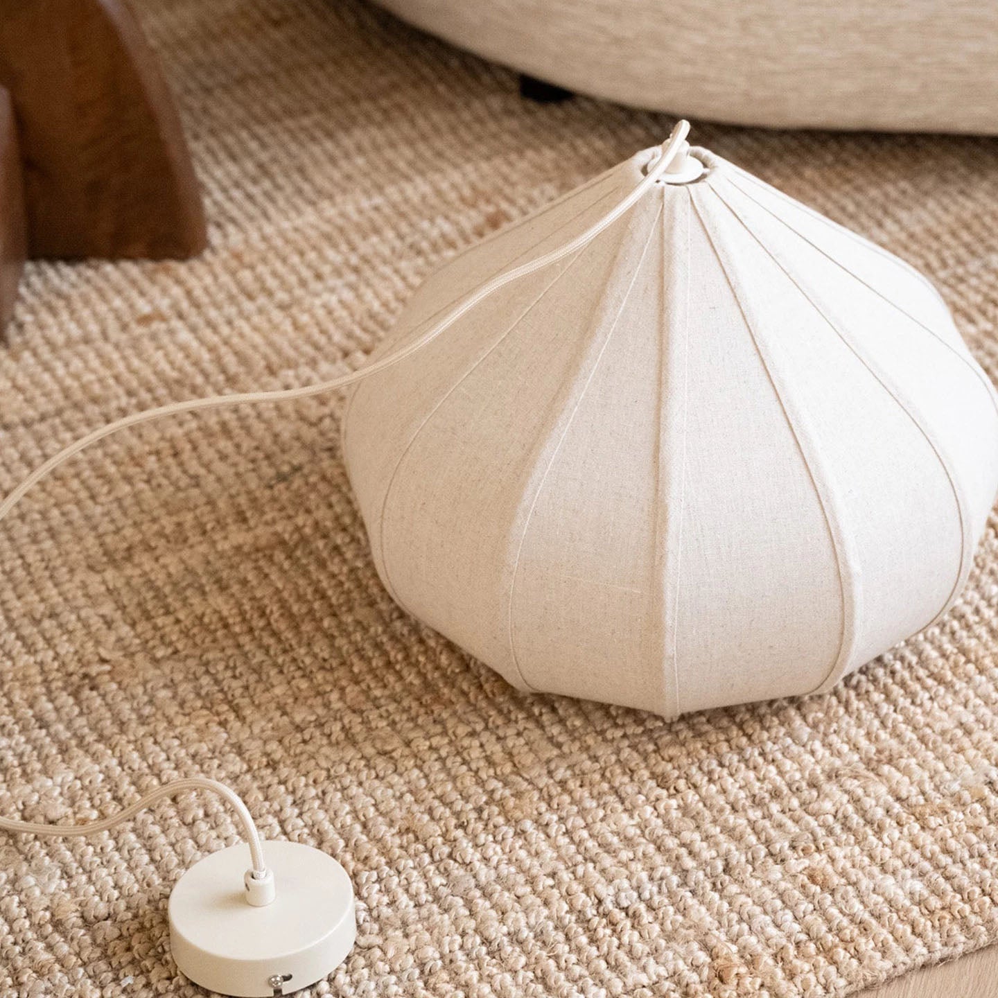 Linen Pendant Light – Wabi Sabi Japandi Petal Hanging Lamp