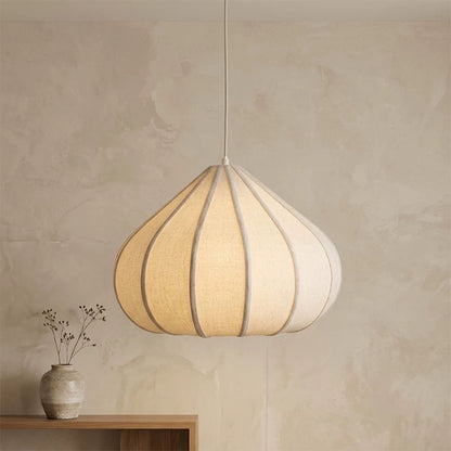Linen Pendant Light – Wabi Sabi Japandi Petal Hanging Lamp