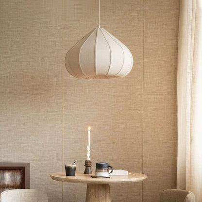Linen Pendant Light – Wabi Sabi Japandi Petal Hanging Lamp