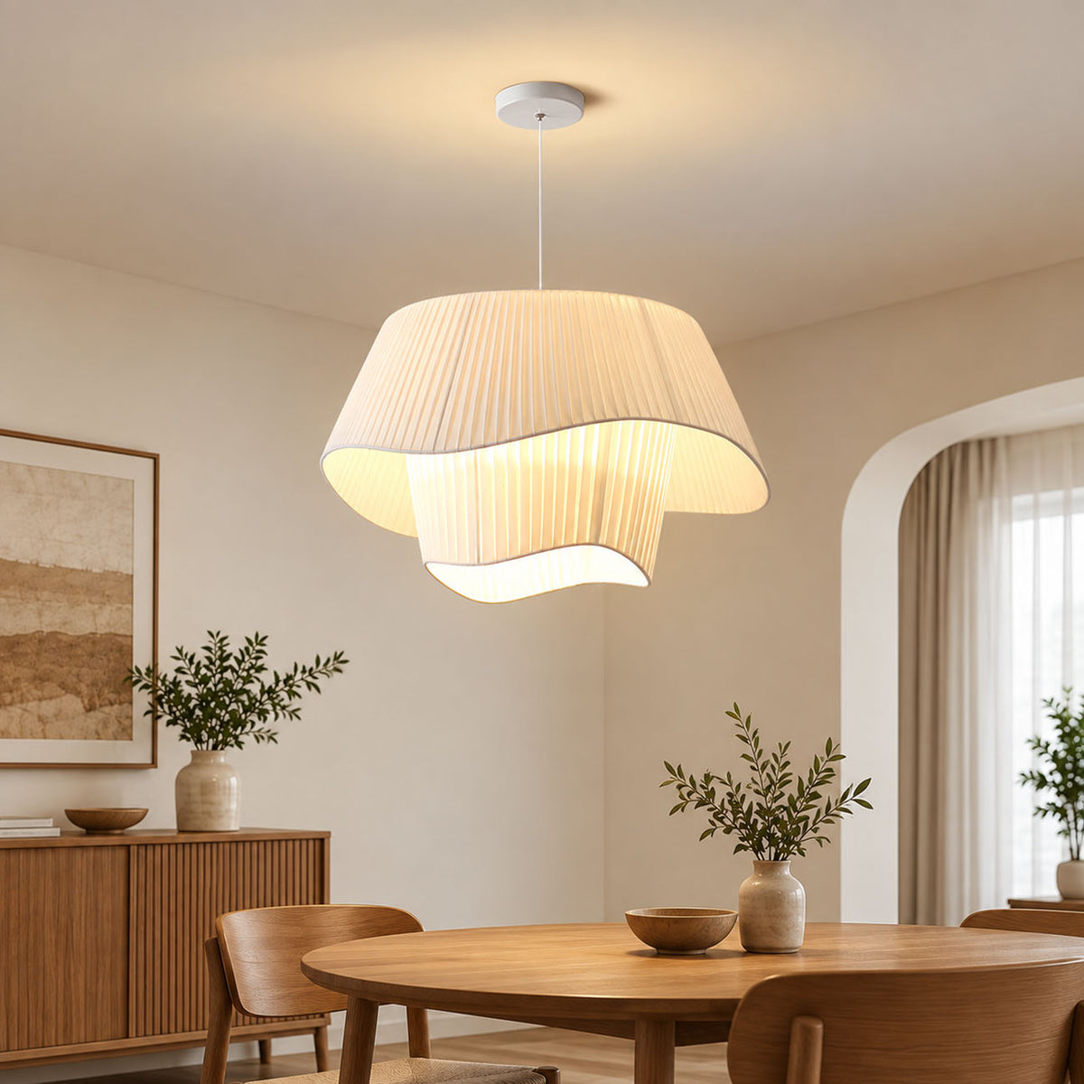 Modern Pleated Fabric Pendant Light 