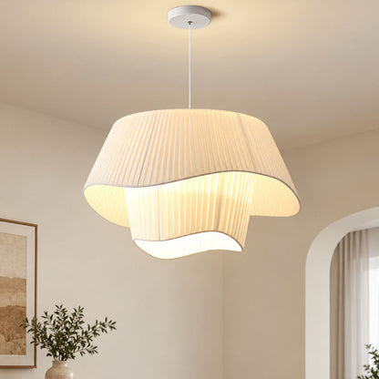 Modern Pleated Fabric Pendant Light – Sculptural Wave Hanging Lamp