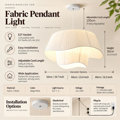 Modern Pleated Fabric Pendant Light 