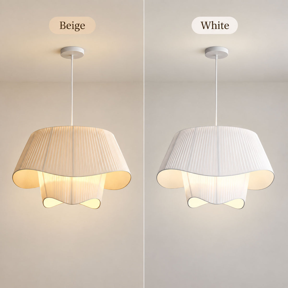 Modern Pleated Fabric Pendant Light – Sculptural Wave Hanging Lamp