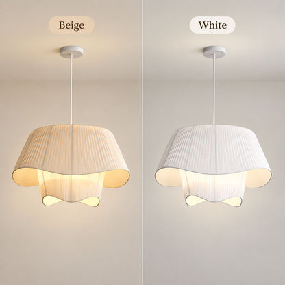 Modern Pleated Fabric Pendant Light – Sculptural Wave Hanging Lamp