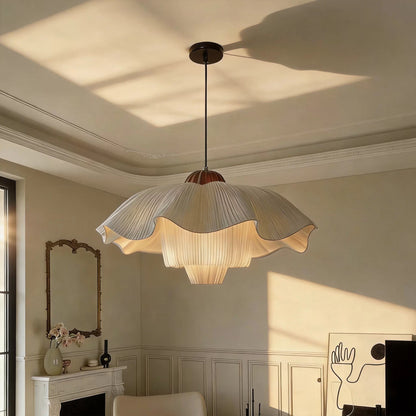Lotus Flower Pendant Light – Pleated Fabric Ceiling Lamp