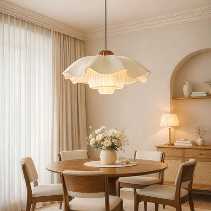 Lotus Flower Pendant Light – Pleated Fabric Ceiling Lamp