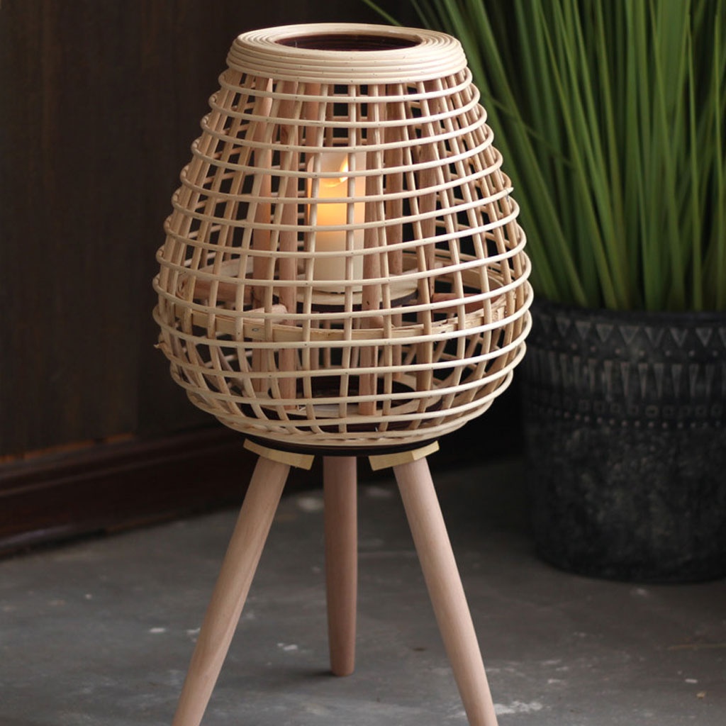 rattan floor lantern candle holders