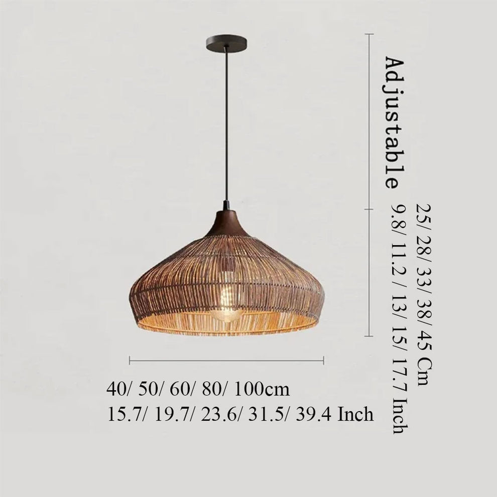 Dome Rattan Pendant Light - Handwoven Wicker Lamp – indochinadecor