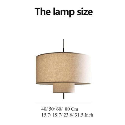 White Drum Fabric Pendant Light