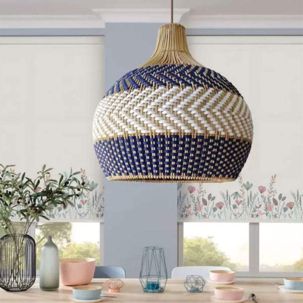 blue rattan pendant lights