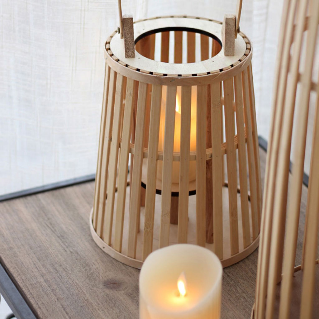 wooden floor lamp candlestick holder