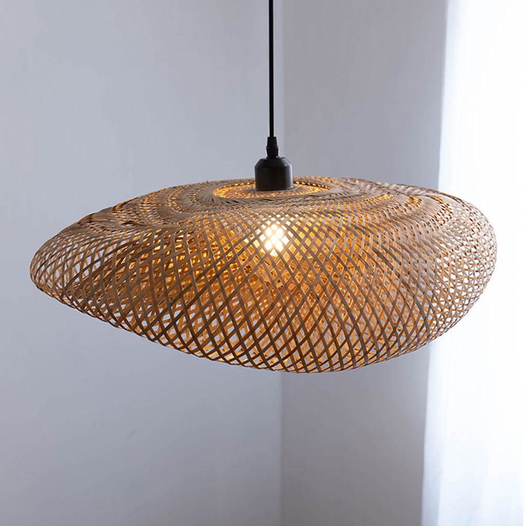 handwoven bamboo pendant light