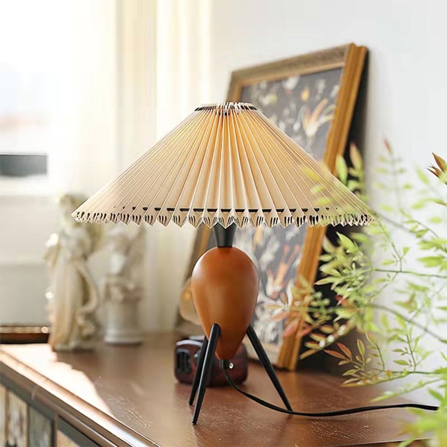 creative pleated wooden table lamp