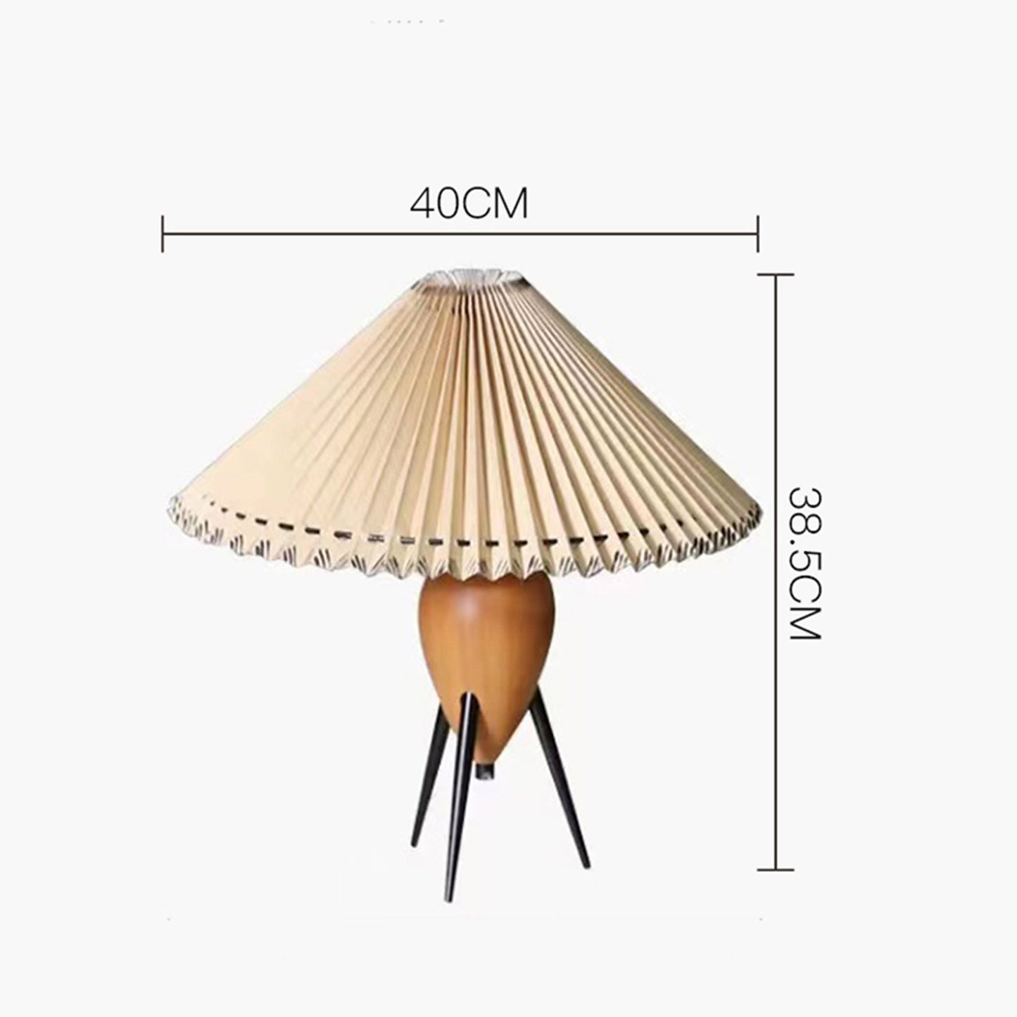 Creative Pleated Table Lamp, Wooden Night Lights, Pleated Fabric Lampshade