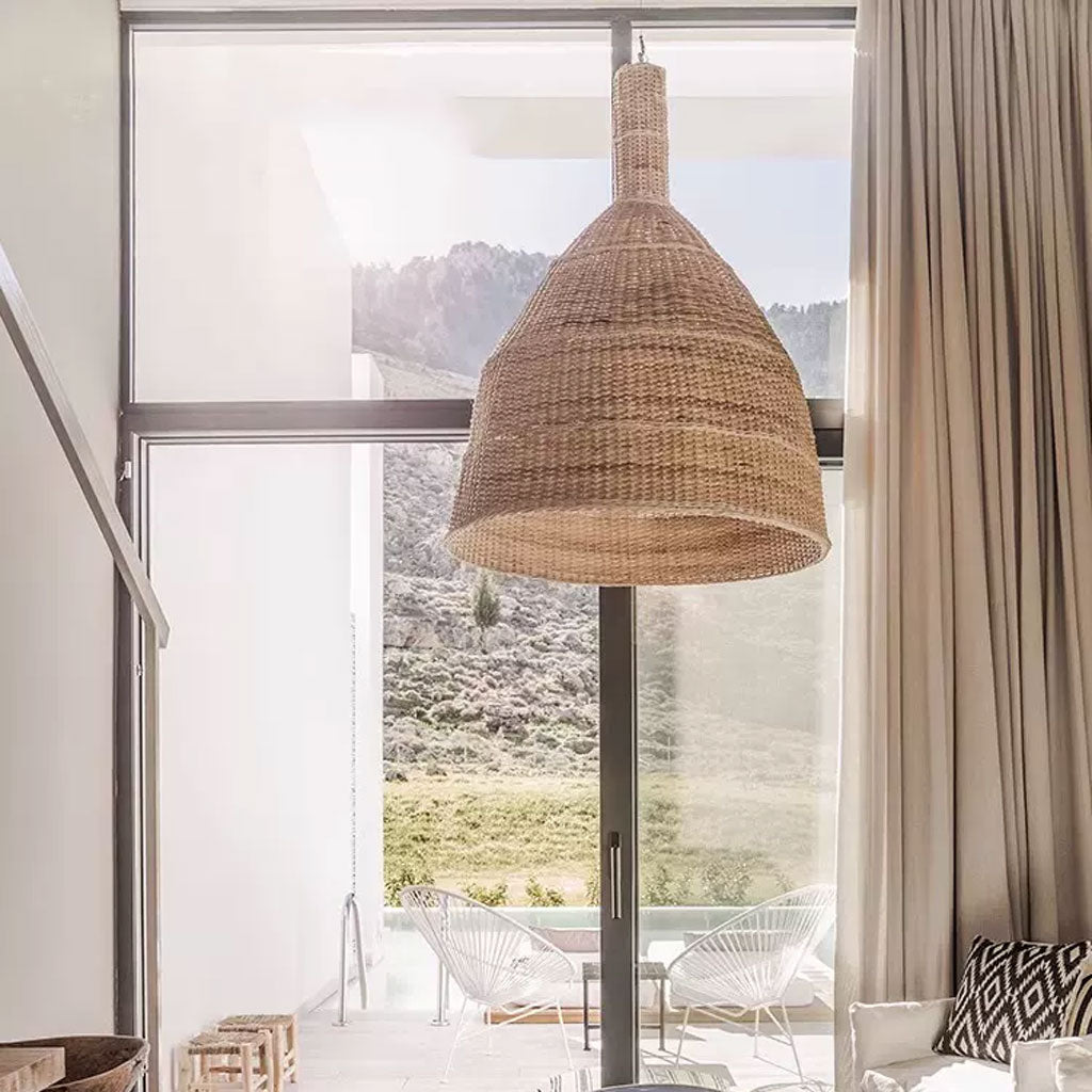 Boho Woven Pendant Light | Chic Rattan Hanging Lamp – indochinadecor